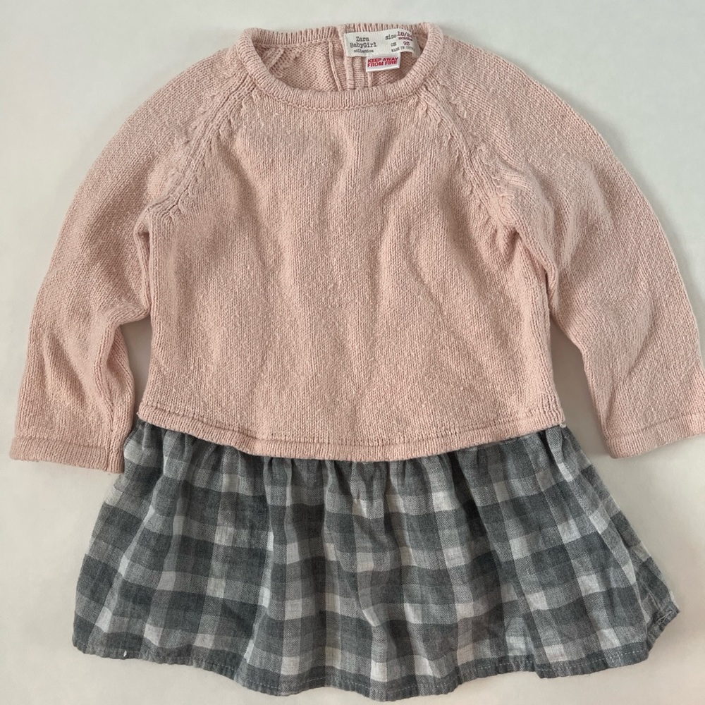 Zara Toddler Girls Rose and Winter Plaid Dress